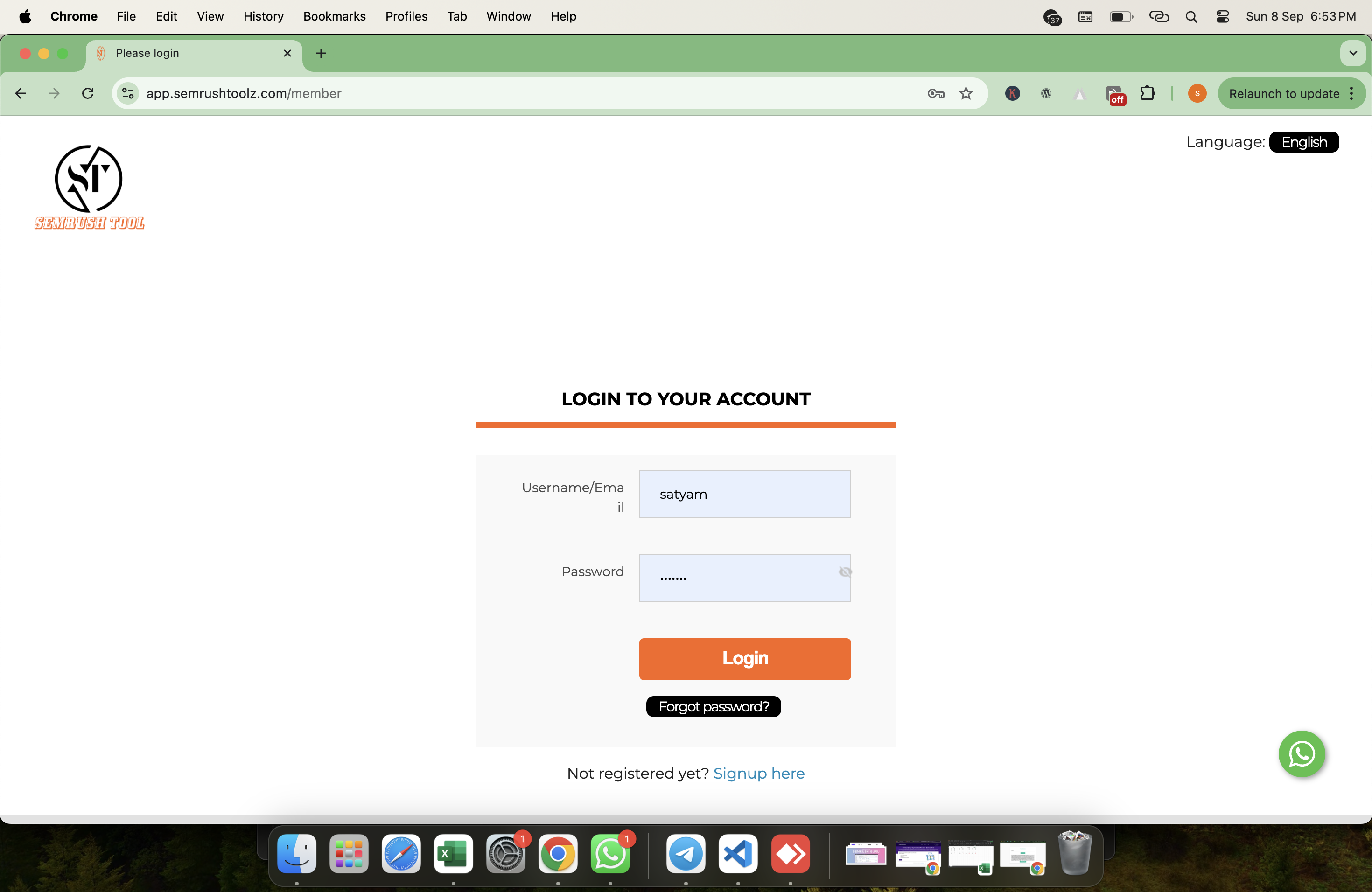 semrush login